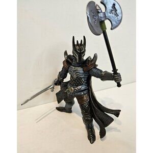 2006 Papo Black Knight Figure With Axe & Sword Medieval Knight Figure